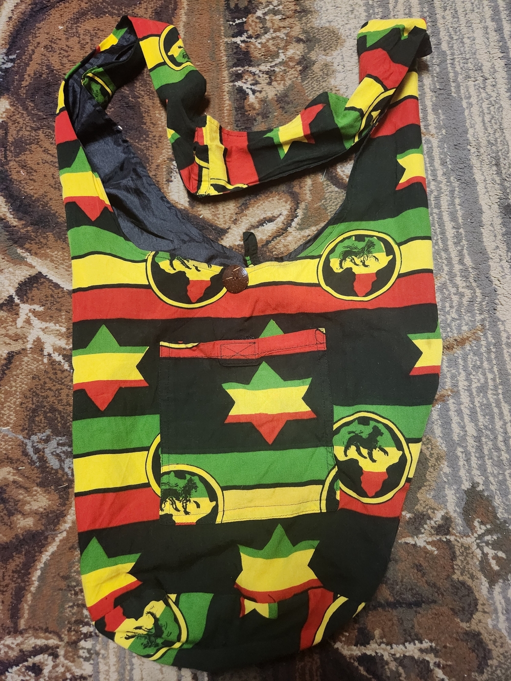 Rasta Stripe  Crossbody Bag in Red, Yellow & Green